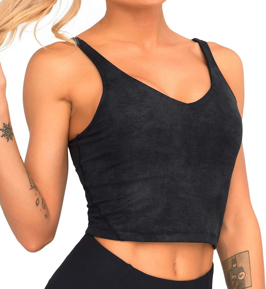 Sports Bra for Women Longline Padded Bra Yoga Crop Tank Tops Fitness Workout Running Top | Amazon (US)