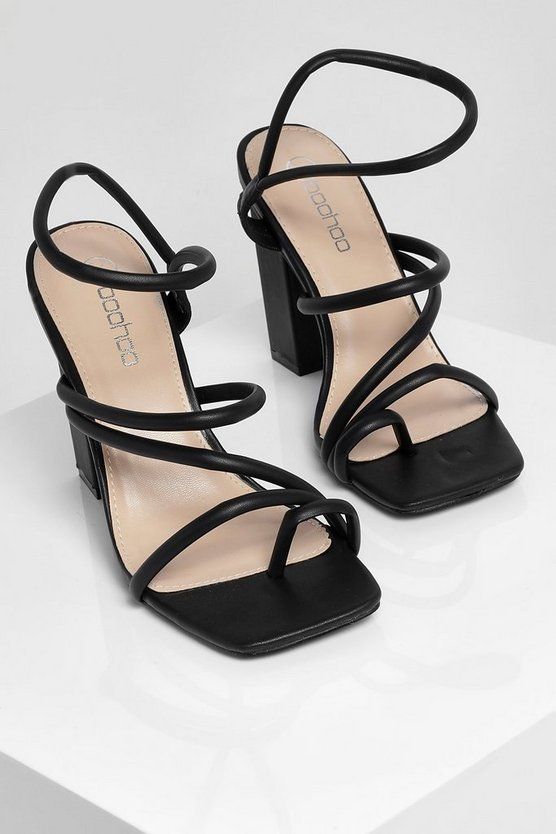 Padded Strap Square Toe Block Heels | Boohoo.com (US & CA)