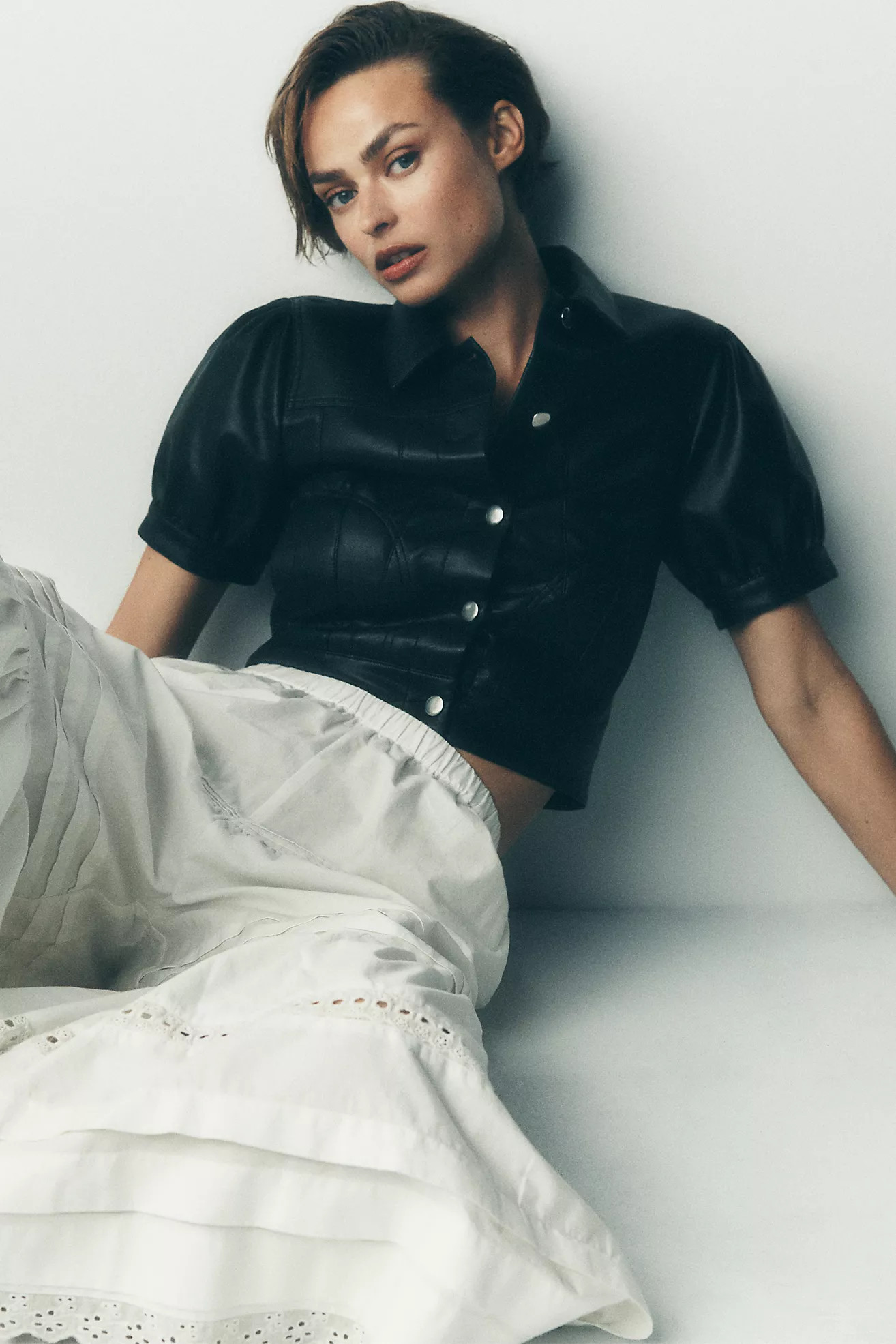 Studio Faux-Leather Shrunken Jacket | Anthropologie (US)