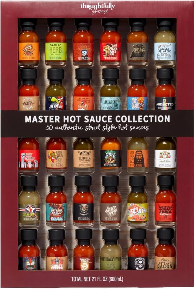 Thoughtfully Gourmet, Master Hot Sauce Collection Sampler Set, Flavors Include Garlic Herb, Apple... | Amazon (US)