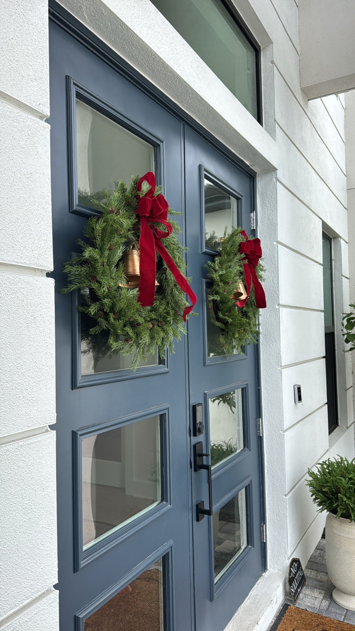 Christmas wreaths 
Red bows and bells
From Lowe’s!

#LTKHoliday #LTKHome