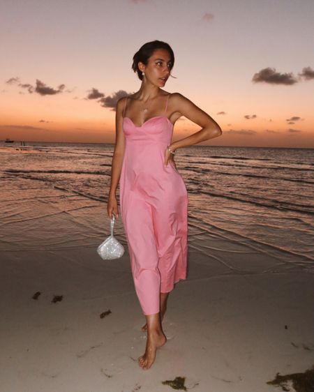 Corset pink dress, midi dress, summer outfit inspo, sunset outfit, rhinestone bag, sparkly bag, date night look, vacation outfit, romantic outfit, evening dress 

#LTKtravel #LTKstyletip #LTKSeasonal