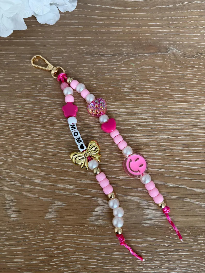 Beaded Bag Charm pink, mom | Etsy (Global)