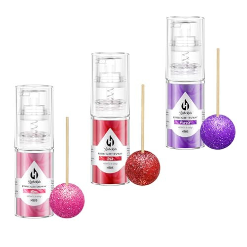Edible Glitter Spray Red Edible Glitter for Cakes 3 Colors Pink Purple Food Glitter Edible Spray Glitter for Cocktails Chocolate, 5g/Bottle | Amazon (US)