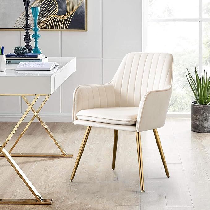 Altrobene Velvet Accent Chair, Living Room Bedroom Arm Chair, Home Office Desk Chair, Modern Ding... | Amazon (US)