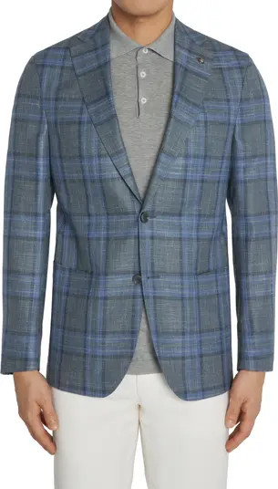 Hampton Soft Constructed Plaid Wool & Silk Blend Sport Coat | Nordstrom