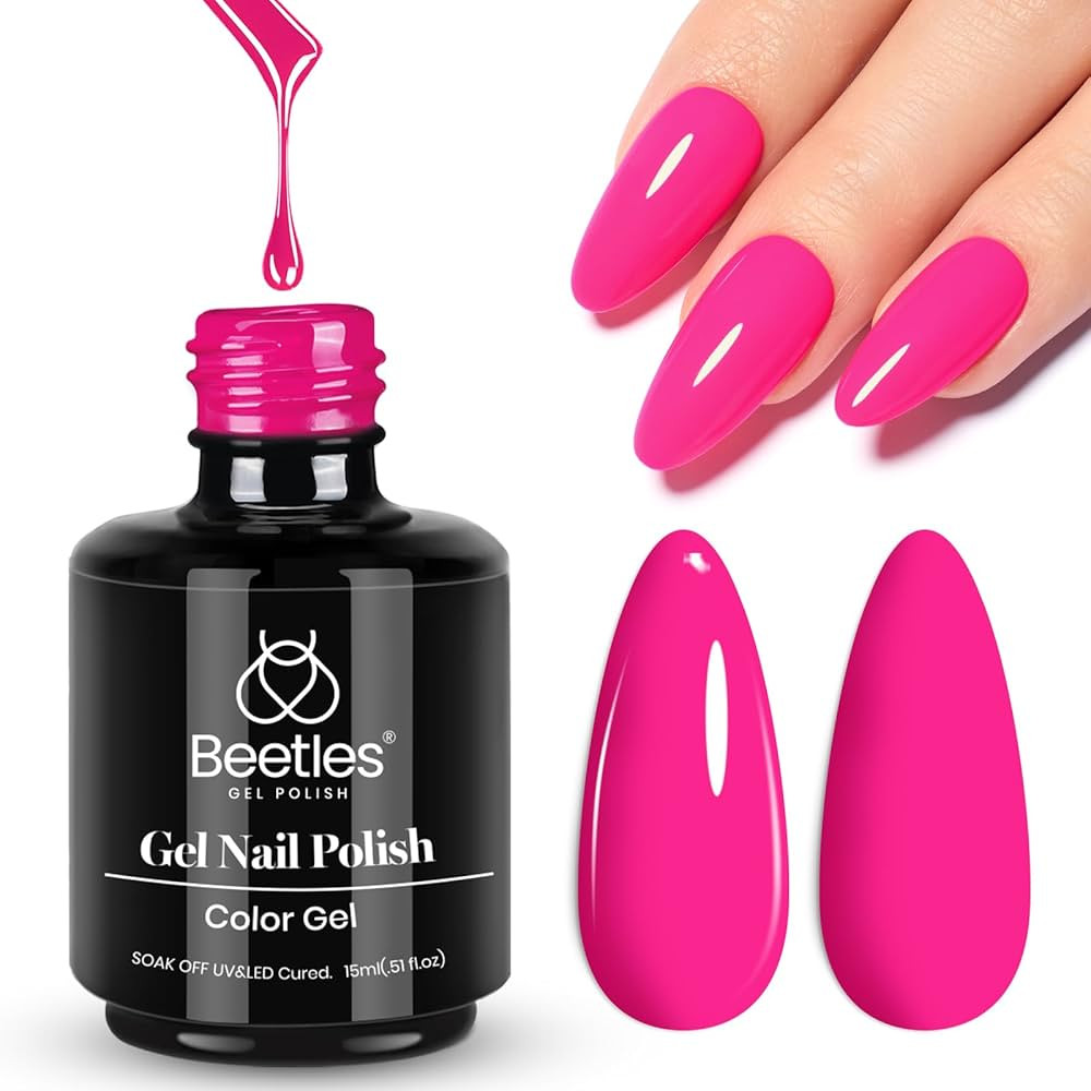 Beetles Pink Gel Nail Polish - Year 2 Kilo Hot Pink Gel Polish, 15ML/0.51Fl Oz Neon Color, Soak O... | Amazon (US)