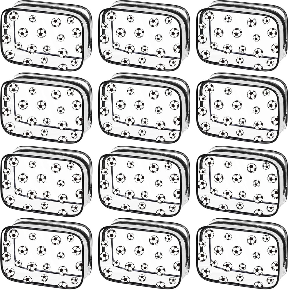 Kacctyen 12 Pcs Soccer Clear Makeup Bag with Zipper Bulk Sport Goodie Clear PVC Pouch Organizer W... | Amazon (US)