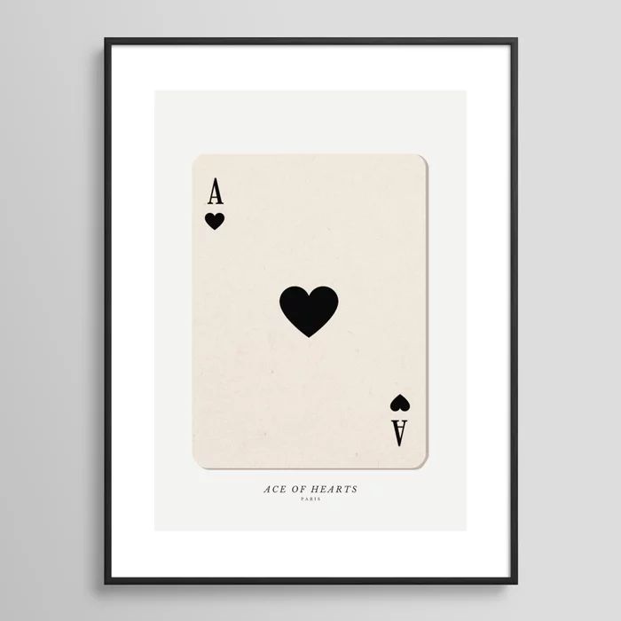 Ace of Hearts Playing Card Art Print Trendy Framed Art Print | Society6