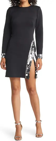 Sequin Detail Long Sleeve Cocktail Dress | Nordstrom