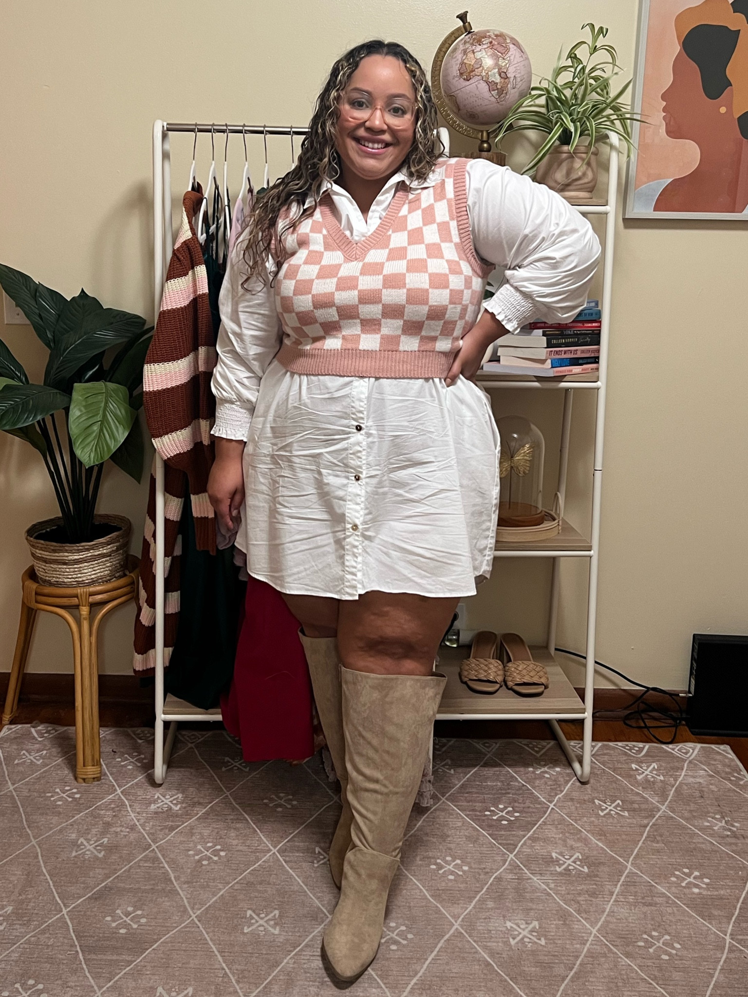 Plus size fall outfit! 
Sweater vest- XL
Dress- XXL
Boots- linked in bio 

#LTKstyletip #LTKcurves #LTKSeasonal