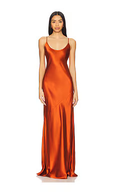 L'AGENCE Charmaine U Neck Gown in Clay from Revolve.com | Revolve Clothing (Global)
