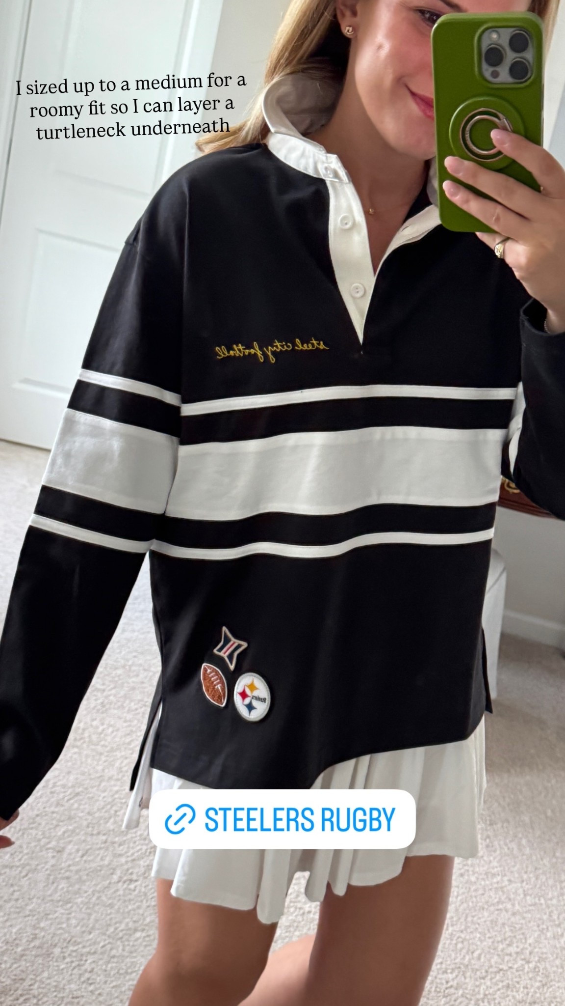 I sized up to a medium for a roomy fit so I can layer a turtleneck underneath  @tuckernuck gifted