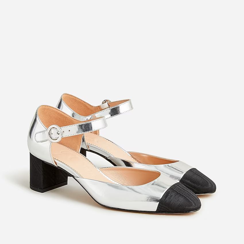 Millie ankle-strap heels in Italian metallic leather | J.Crew US