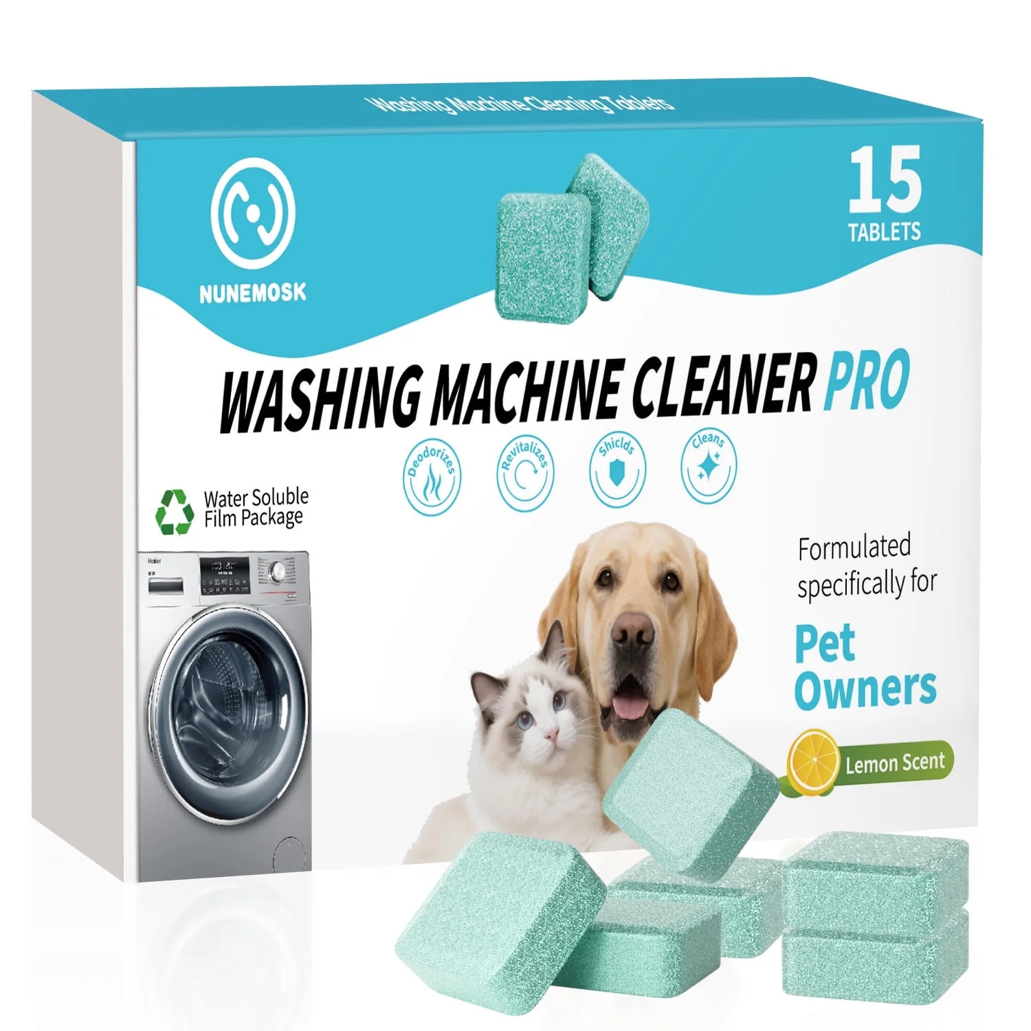 15 Pack Washer Machine Cleaner Tablets Supply, for Pet Owners Washing Machine Cleaner,Compatible ... | Walmart (US)