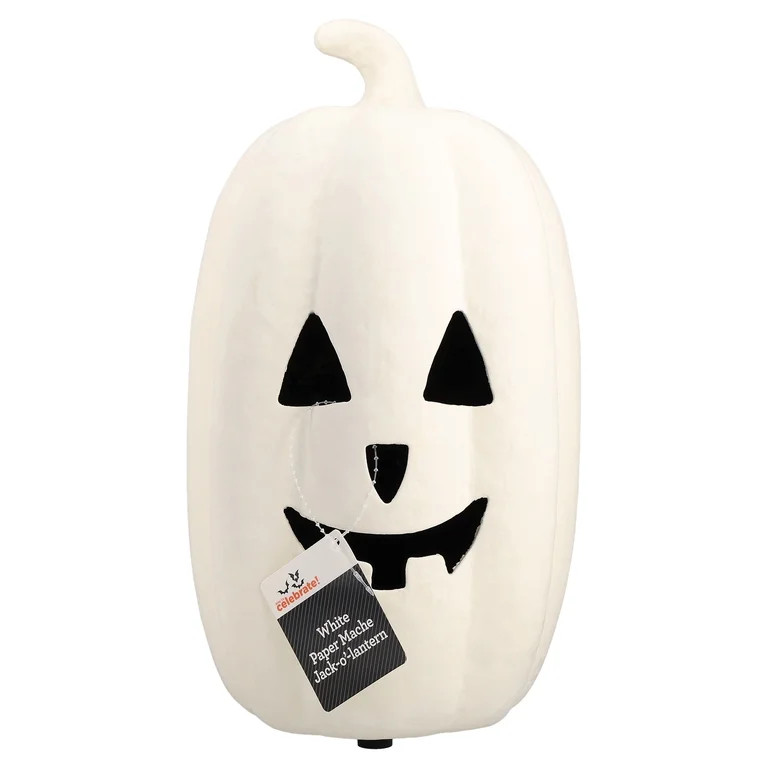 Paper Mache Jack-o'-Lantern Decoration, White, 12.5", Halloween by Way To Celebrate | Walmart (US)