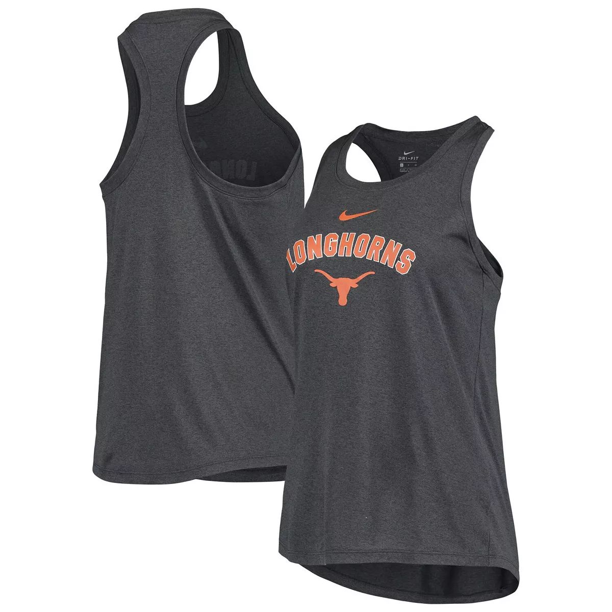 Women's Nike Anthracite Texas Longhorns Arch & Logo Classic Performance Tank Top | Kohl's