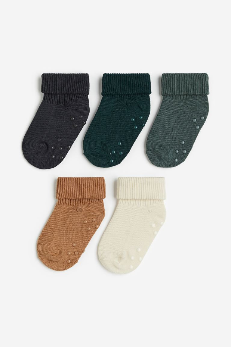 5-pack Non-slip Socks - Dark green/green - Kids | H&M US | H&M (US + CA)