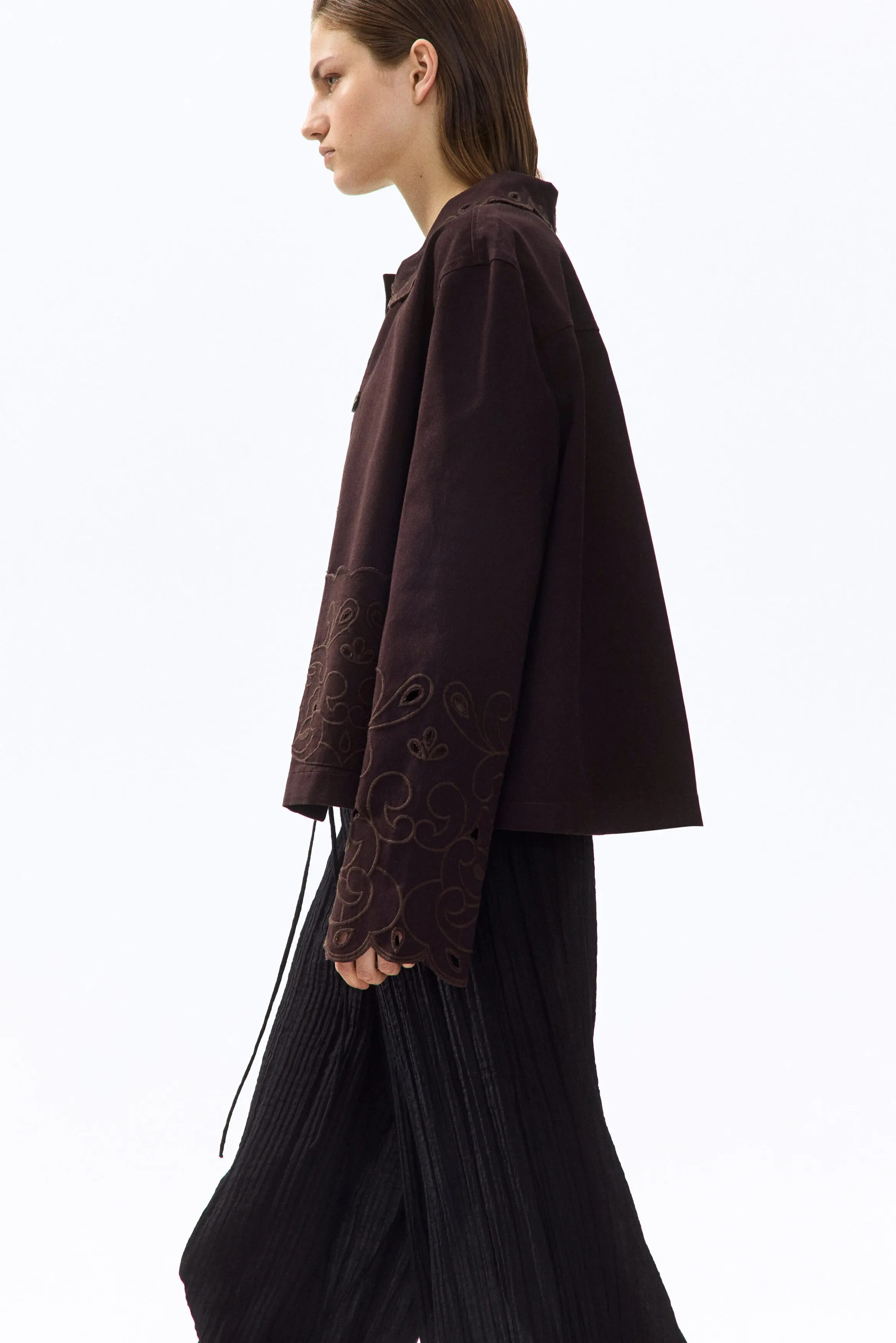 H&M Twill Jacket With Eyelet Embroidery (Women) | Nordstrom | Nordstrom