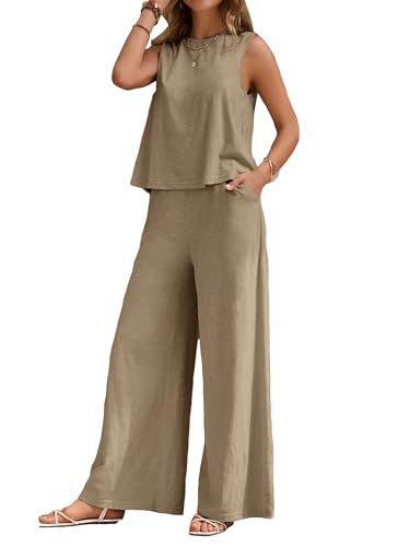 Verdusa Women's 2 Piece Outfit Loose Tank Top and Wide Leg Pants Sets | Amazon (US)