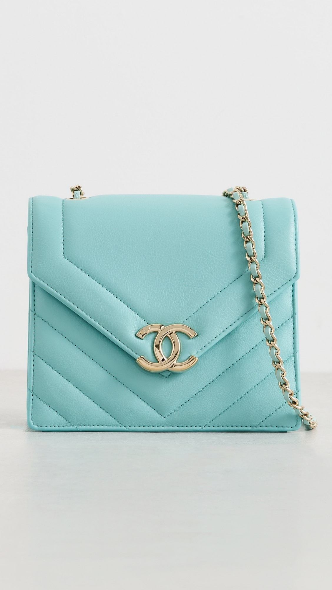 Chanel Blue Lambskin Chevron Envelope Flap Bag | Shopbop