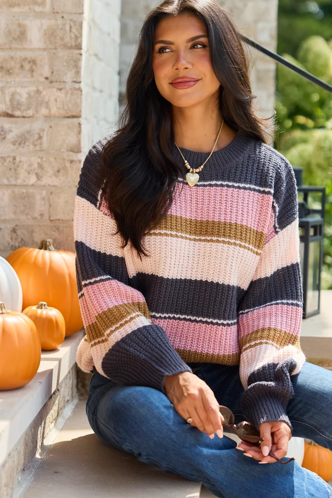 Better In Color Multi Striped Sweater | Pink Lily