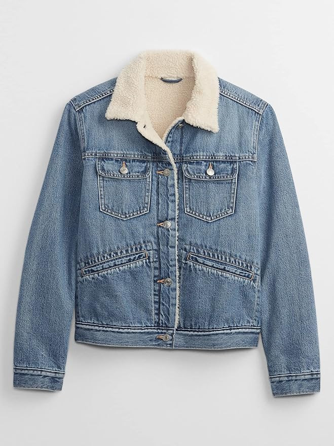 GAP Women's Sherpa Icon Denim Jacket | Amazon (US)