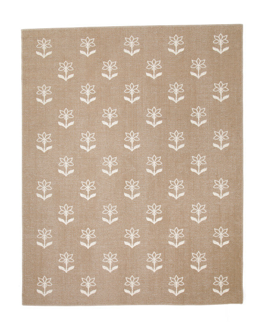 Made In Turkey 5x7 Jute Blend Block Print Floral Rug | TJ Maxx