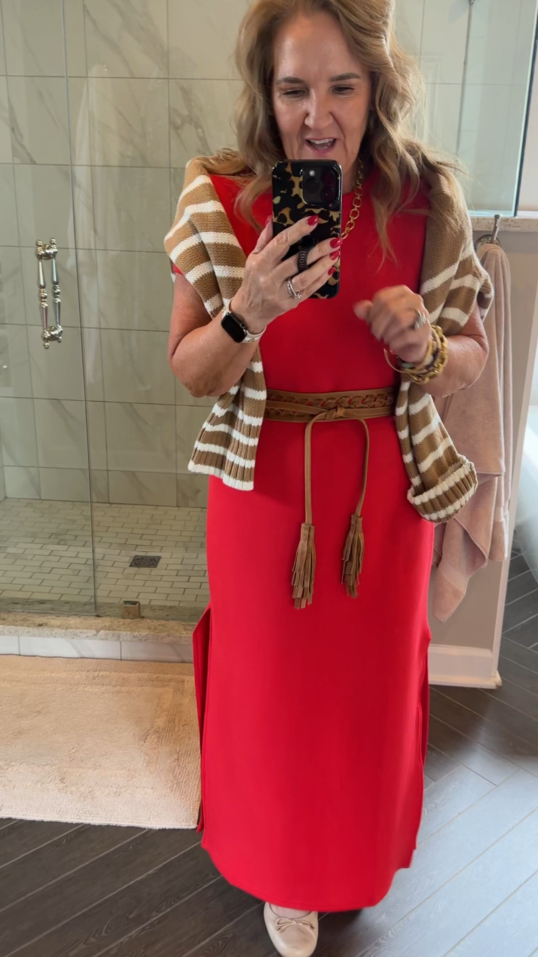 You know, I love, spanks or essentials line, and now they’ve added red in many of their styles!
This T-shirt dress is super soft and can be worn right now and into your next season layered. 
15% off code  NANETTEXSPANX 

I’m linking a pair of valet flats for some of you that asked. They’re inexpensive, not leather, but pretty comfortable! Give them a try.

Spanx red air essentials fall dress wear now dress 

#LTKOver40 #LTKSeasonal #LTKMidsize