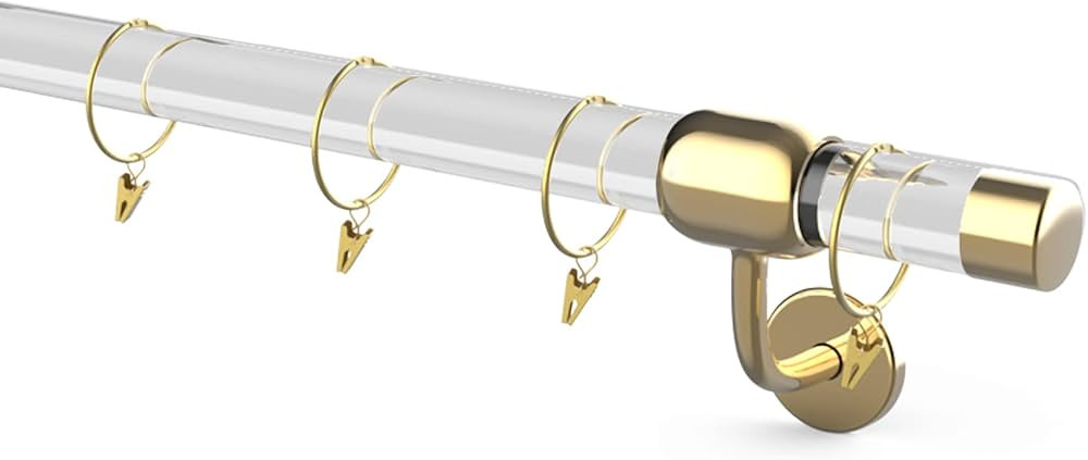 8FT acrylic curtain rod set for 96"windows, 1 1/2" diameter clear acrylic curtain rod with twenty... | Amazon (US)