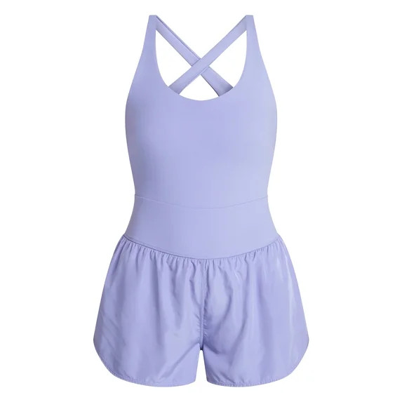 Avia Women's Cross Back Active Buttersoft Romper, Sizes XS-4X | Walmart (US)