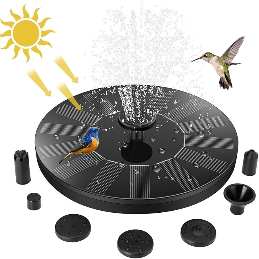 Jsdoin Solar Springbrunnen für Außen, Solarbrunnen für Draussen mit 6 Düsen, Freistehend, Tau... | Amazon (DE)