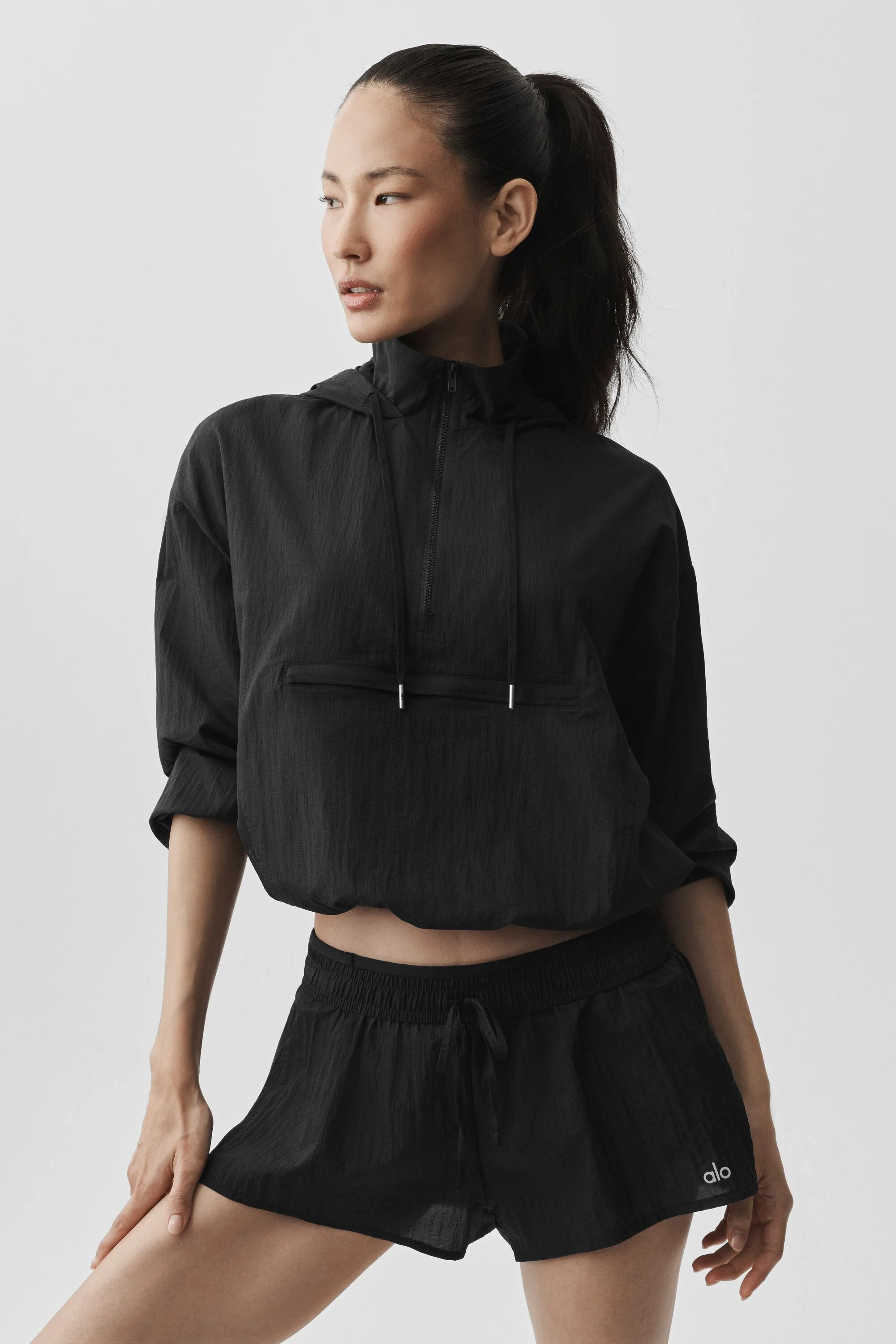 ALO | 1/4 Zip Go Time Pullover Top in Black, Size: XS | Alo Yoga