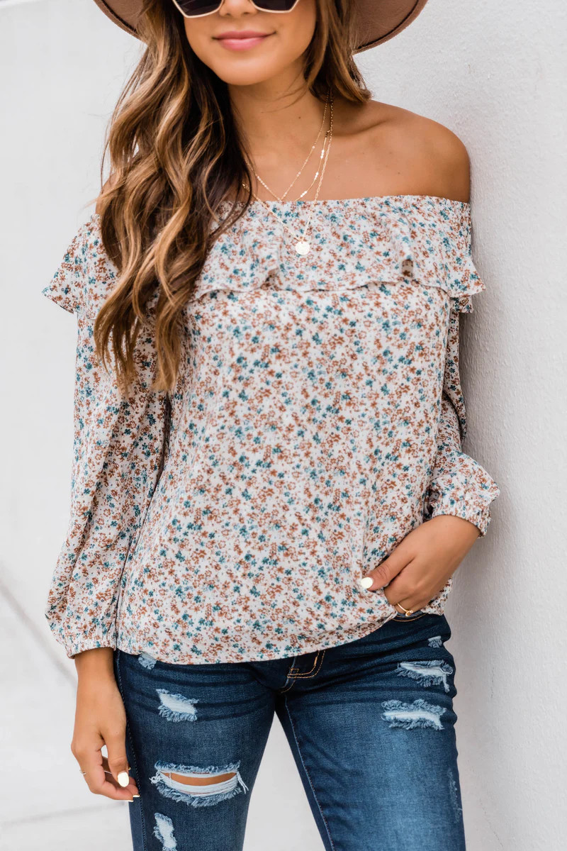 Take The Hint Floral Ivory Blouse | The Pink Lily Boutique