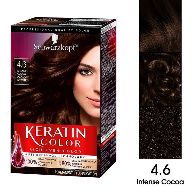 Schwarzkopf Keratin Color Permanent Hair Color Cream, 4.6 Intense Cocoa | Walmart (US)