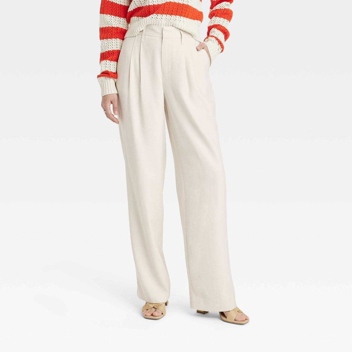 Women's High-Rise Linen Pleat Front Straight Trousers - A New Day™ | Target