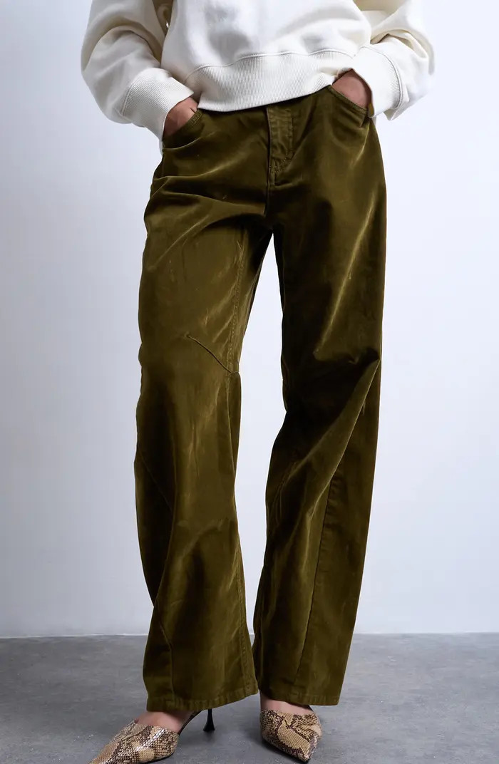 Velvet Barrel Leg Pants | Nordstrom