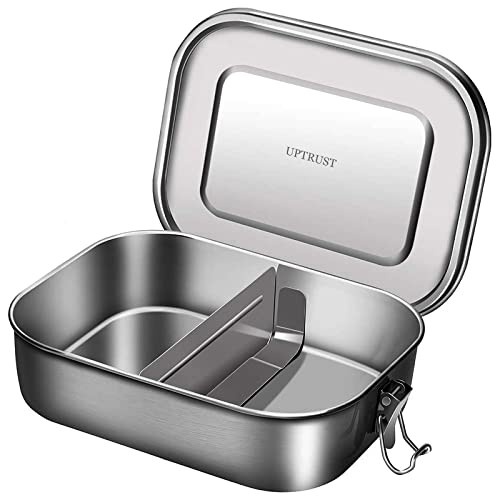 UPTRUST Leak Proof Stainless Steel Lunch Food Container, 1200ML/40oz Large Bento Boxes Metal Lunch Box for Kids or Adults - Lockable Clips Adjustable Divider included | Amazon (US)