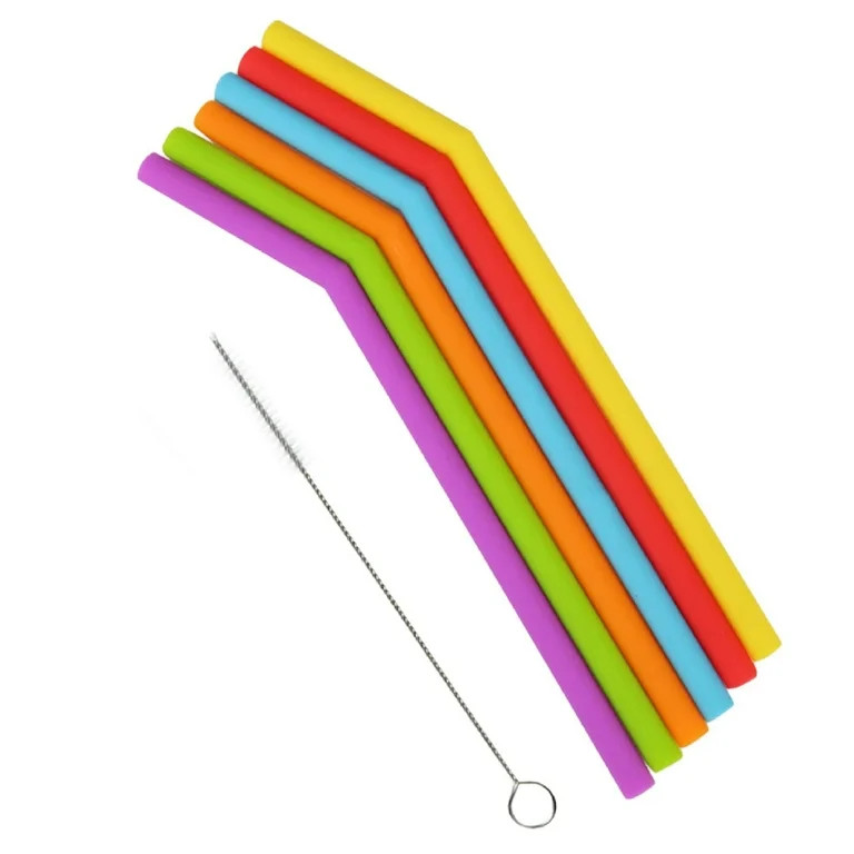 Steadline Reusable Flexible Silicone Straws Set - Eco-Friendly Curved Straws for Juices Smoothies... | Walmart (US)
