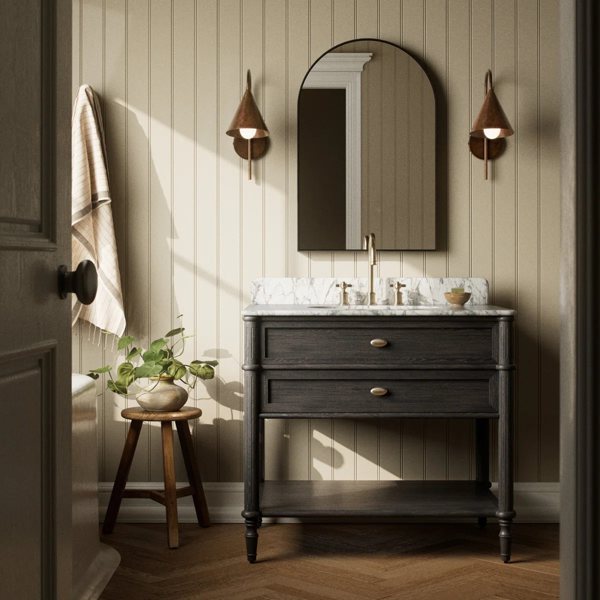 Mulry Single Vanity-Satin Veneer | Wayfair North America