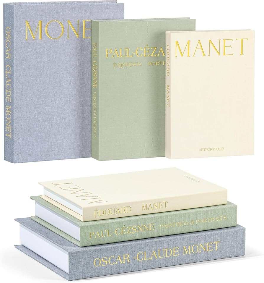 Set of 3 Decorative Books for Home Decor, Linen Faux Books for Coffee Table, Bookshelf or Mantel,... | Amazon (US)