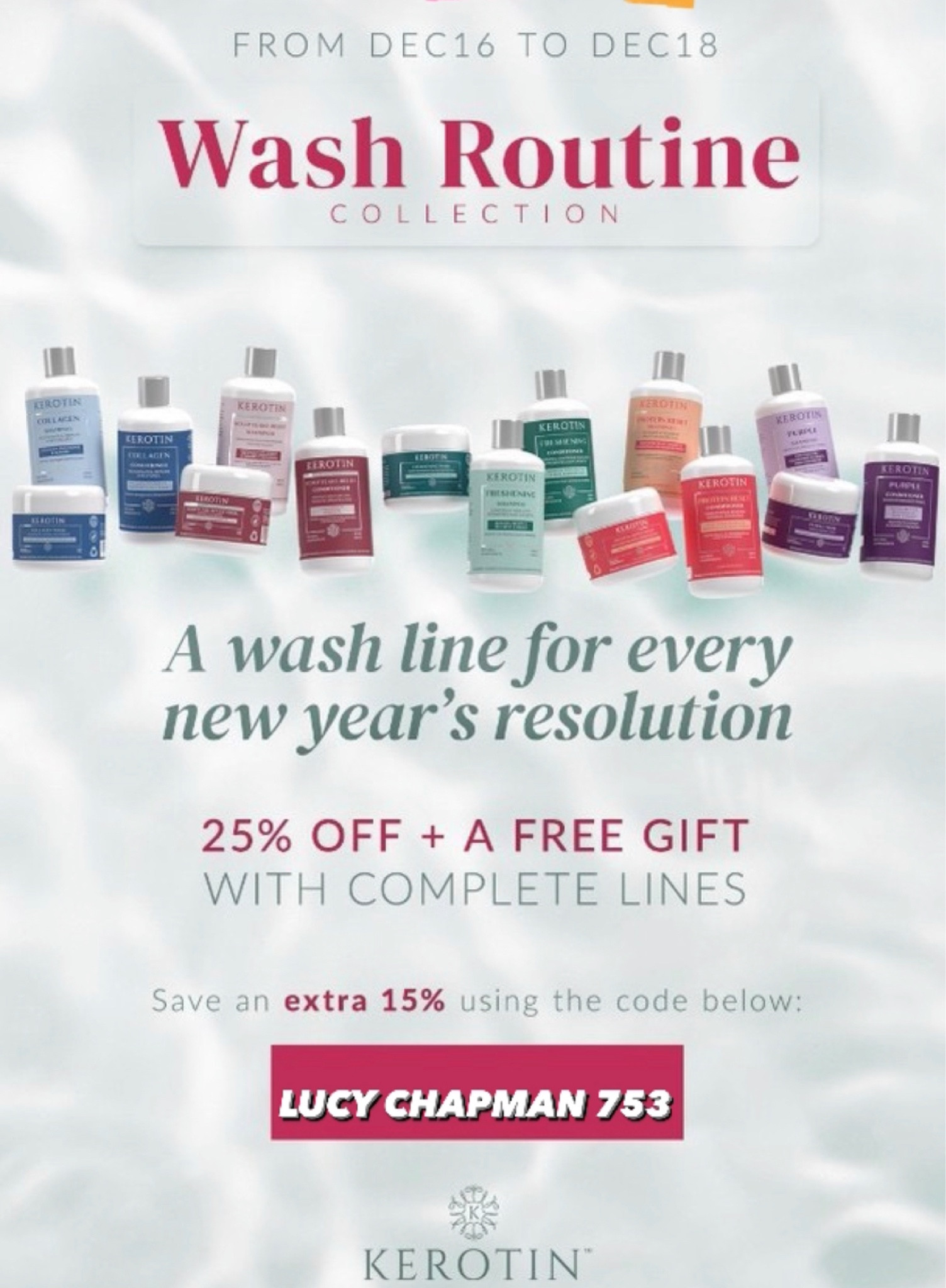 25% off all wash routines PLUS a FREE GIFT and my DiSCOUNT code to reduce it by a further 15% off !!!!!!! 🤩 

DiSCOUNT - LUCYCHAPMAN753 

#haircare #hairproducts #beauty #beautyproducts #sale #freeitem #freeproduct #giftideas #christmasgift 

#LTKGiftGuide #LTKbeauty #LTKsalealert