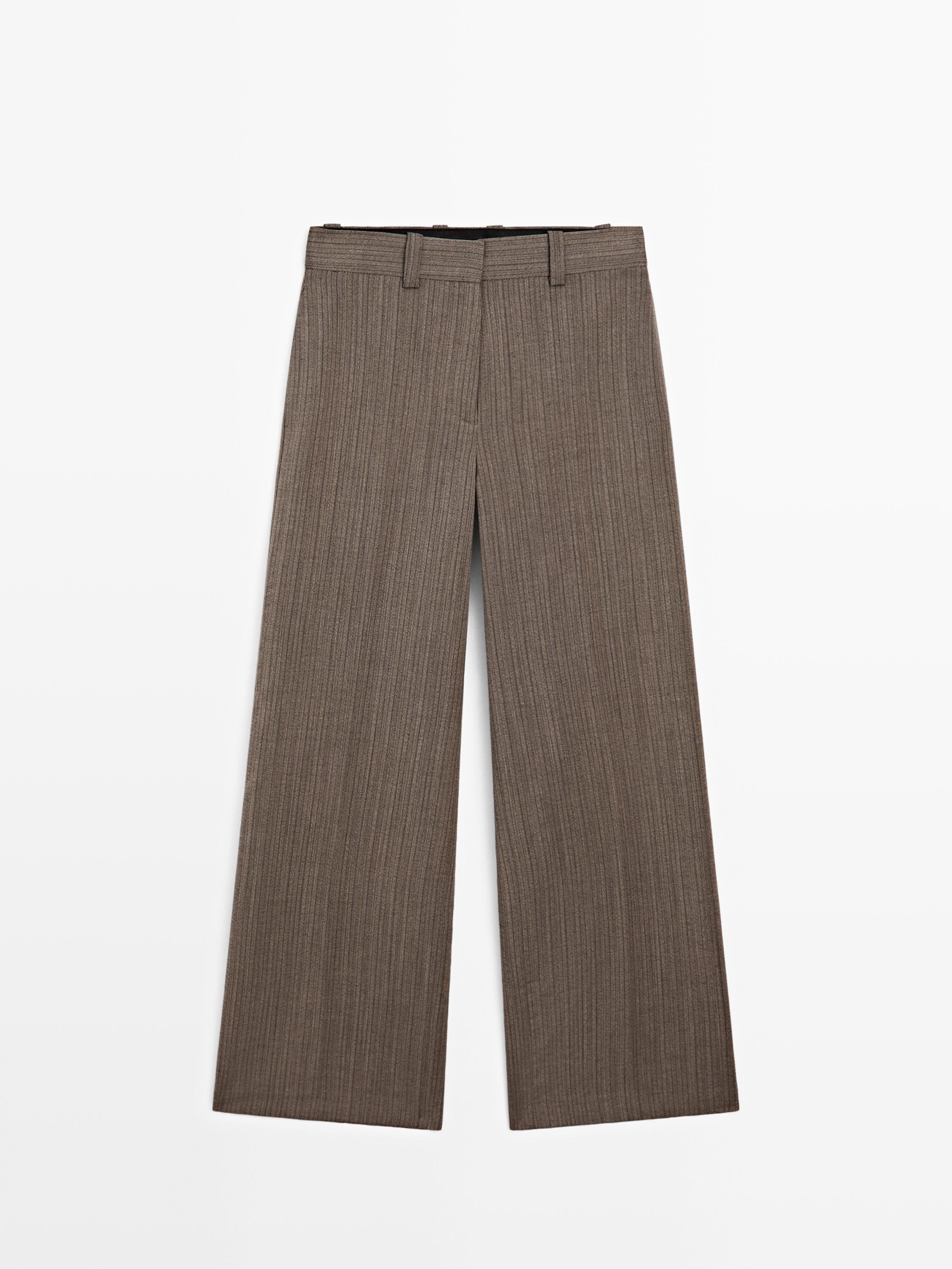 Straight-Fit-Hose aus Woll-Fischgrat | Massimo Dutti DE