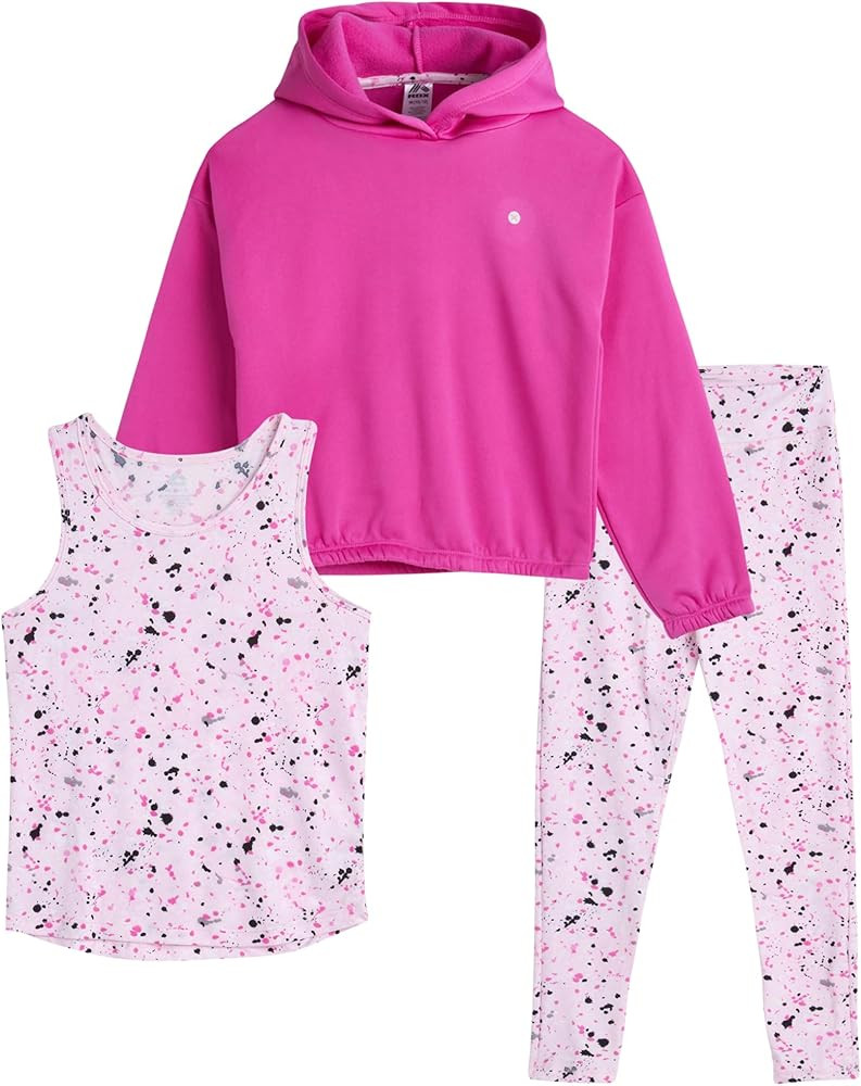RBX Girls Pants Set - 3 Piece Active Fleece Tank Top Pullover Girls Hoodies and Kids Leggings Ath... | Amazon (US)