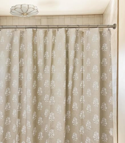 Clasica Studio Vintage Neutral Floral Shower Curtain – Cottagecore Bathroom Decor, Elegant Botanical Design (72" Long) | Amazon (US)