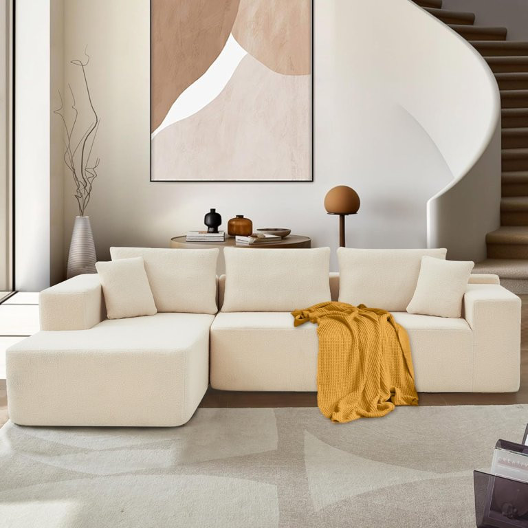 JONPONY 104.33" Sponge Sectional Sofa Couch for Living Room,L Shaped Modern Lamb Modular High Den... | Walmart (US)