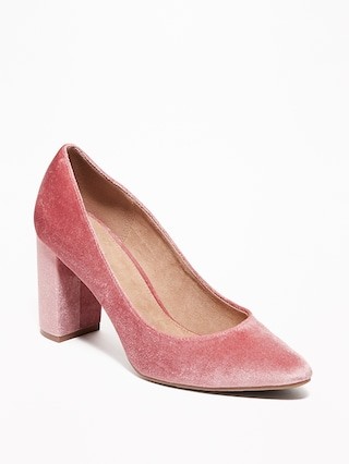 Velvet Block-Heel Pumps for Women | Old Navy US