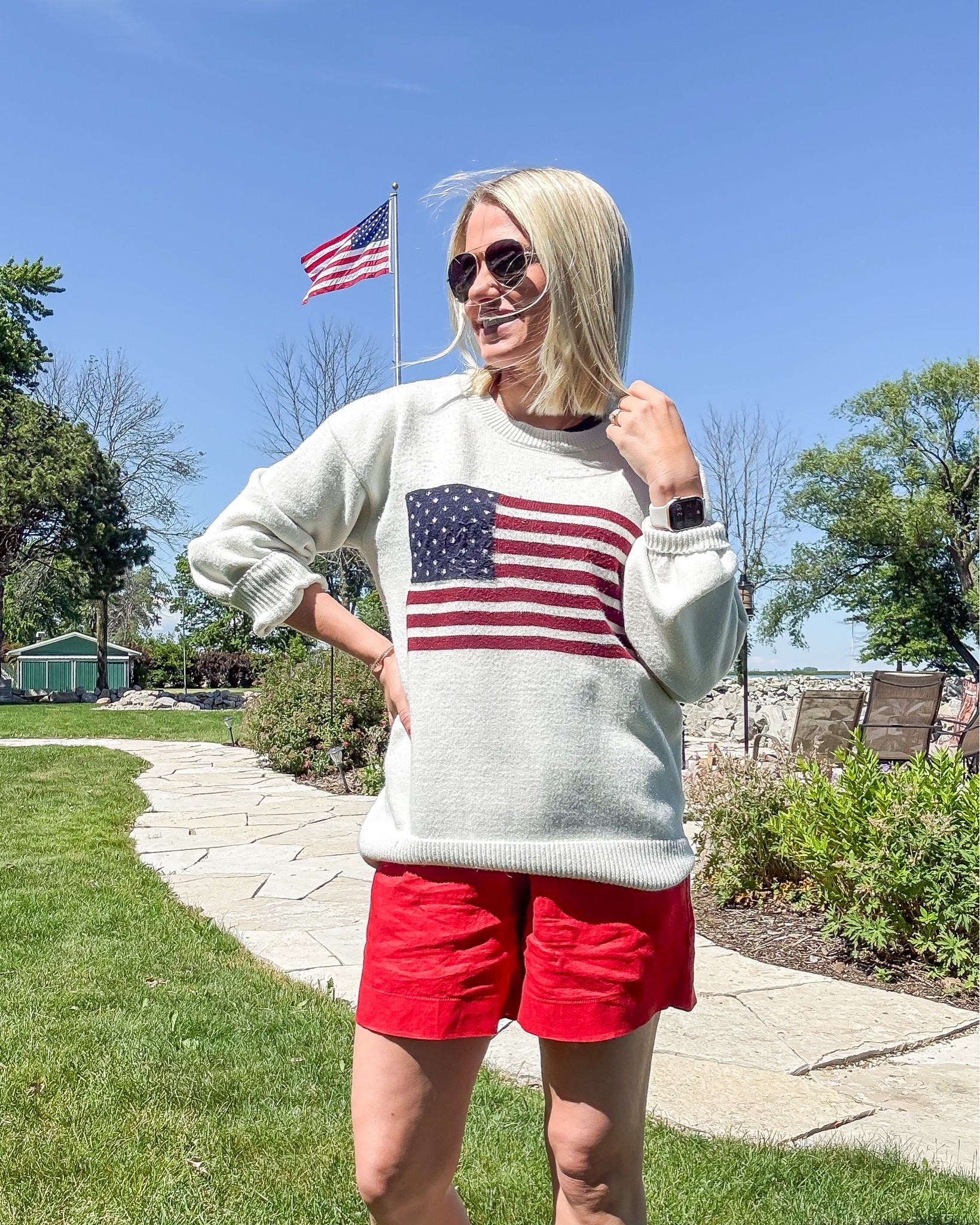 Flag sweater outfit idea! 🇺🇸