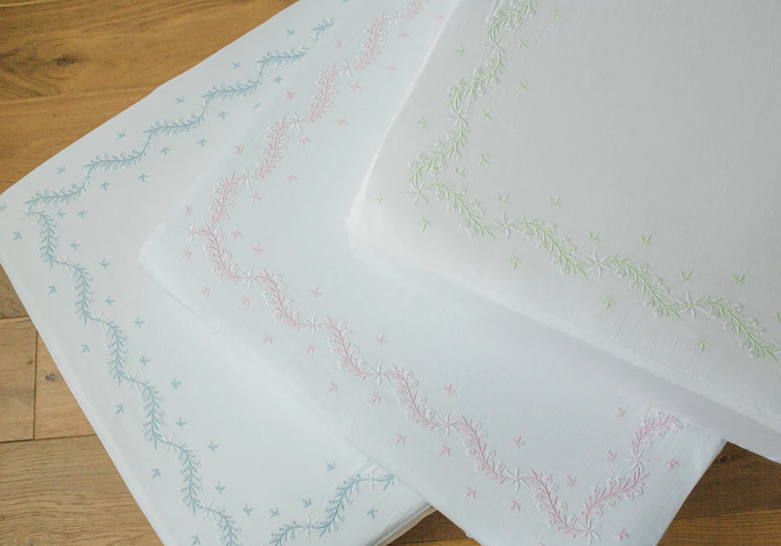 Embroidered Crib Sheet - Sky | Little English