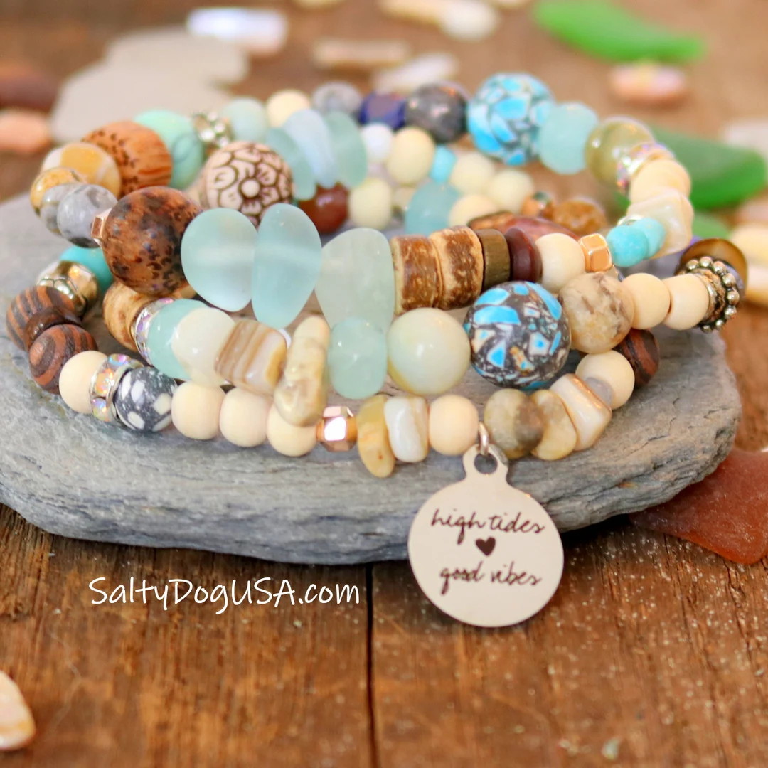 Woman's Beachy Boho Charm Bracelet, Birthday Gift, Shell Ocean Charm Bracelet Beaded Woman's Beac... | Etsy (US)